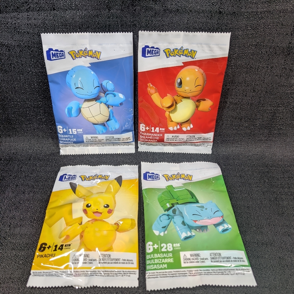 Lot Of 4 Pokemon Mega Blox Figurines.  NIB And You Assemble Them. **Rare**
